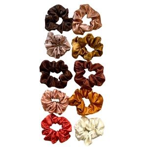 NEW 10 Satin Scrunchies Hair Ties Bundle